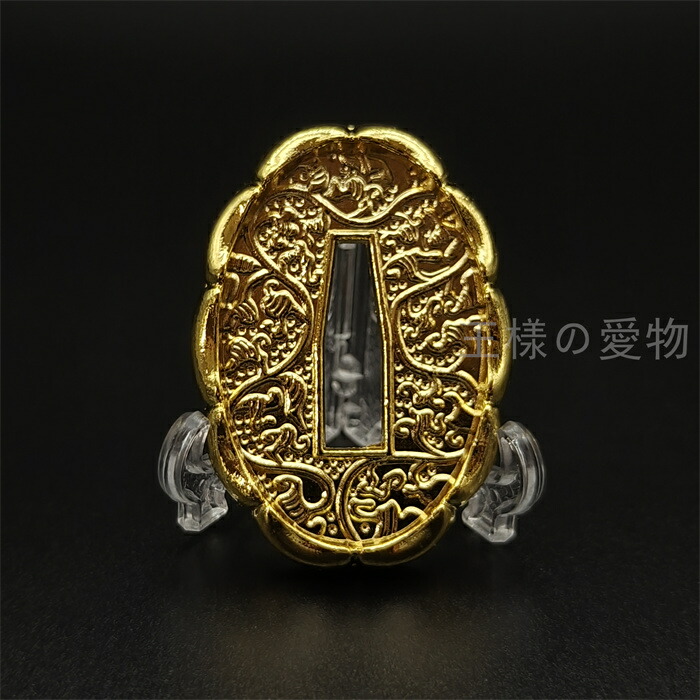 金色の鍔アートフレーム 楽天市場】日本刀装具 刀鍔 龍桜図 合金製 金工 細工 鍔 つば