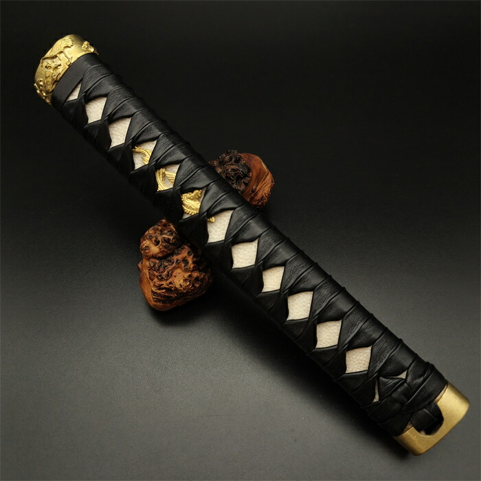 刀装具・自在金具 大型本 楽天市場】日本刀装具 大刀柄 新品 長約26CM 紅葉縁頭 龍目貫 白
