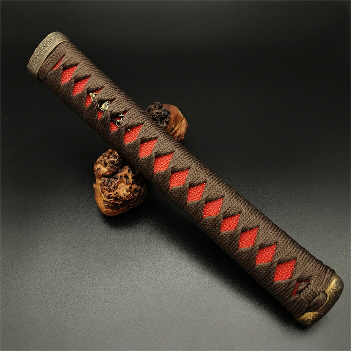 楽天市場】日本刀装具 大刀柄 新品 長約26CM 梵字縁頭 花紋目貫