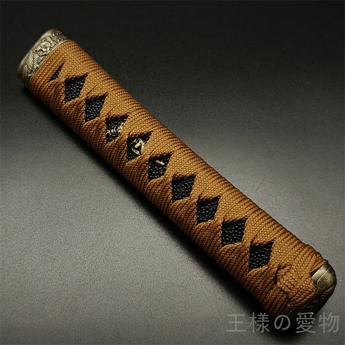 【楽天市場】日本刀柄 刀柄 長約20CM 新品 木製柄 合成鮫皮 茶色綿巻 合金製装具 居合用 刀剣美術 日本刀装具 武道具:王様の愛物