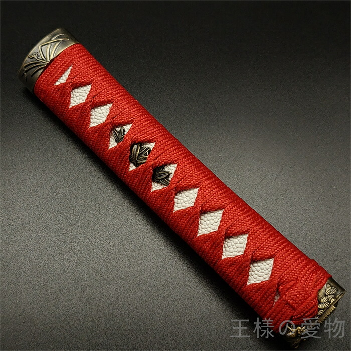 【楽天市場】日本刀柄 刀柄 長約20CM 新品 木製柄 合成鮫皮 赤色綿巻 合金製装具 居合用 刀剣美術 日本刀装具 武道具：王様の愛物