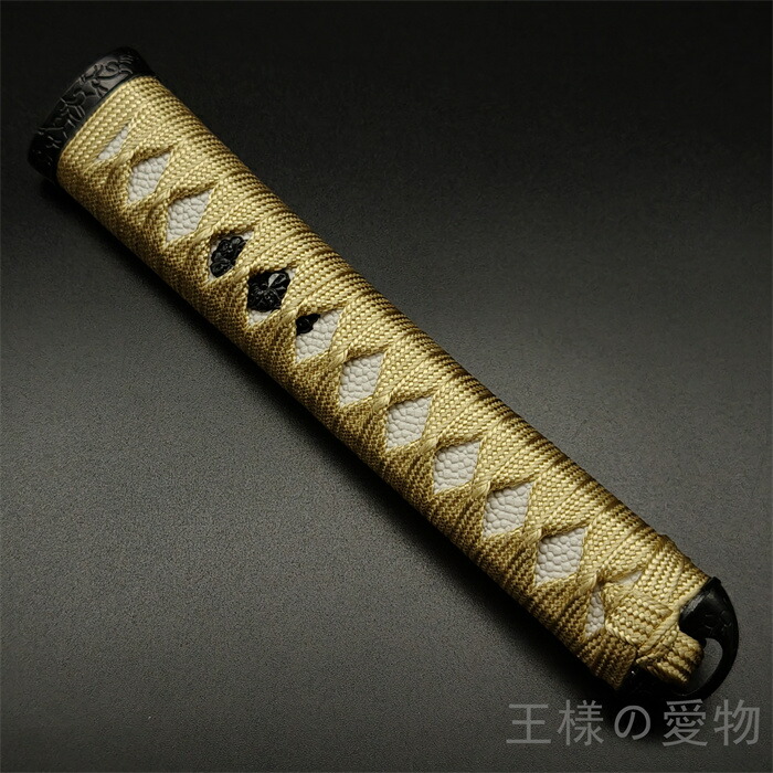 楽天市場】日本刀柄 刀柄 長約20CM 新品 木製柄 合成鮫皮 黄色