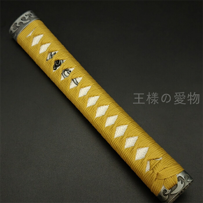 楽天市場】日本刀柄 大刀柄 打刀 長約26CM 新品 木製柄 合成鮫皮 紺色