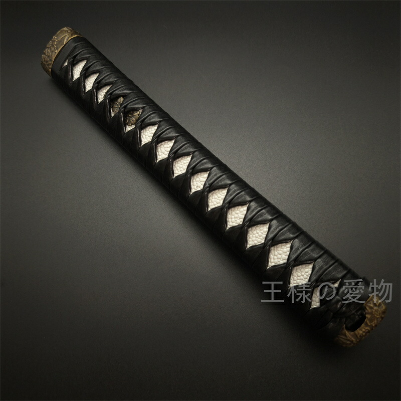 楽天市場】日本刀柄 大刀柄 打刀 長約26CM 新品 木製柄 合成鮫皮 茶色