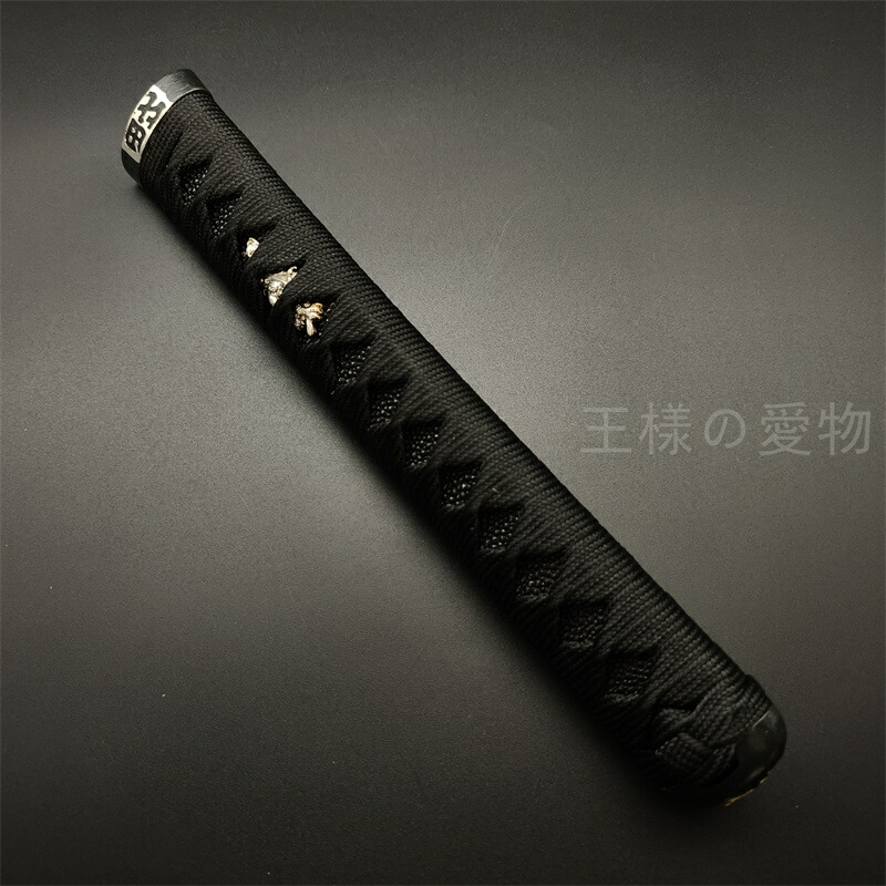 日本刀柄　大刀柄 　新品　長約26CM　銅製装具　龍縁頭　龍目貫　本鮫皮　木柄　綿巻　目釘付き　居合用