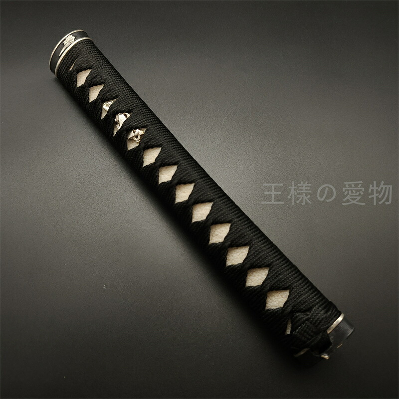 日本刀柄　大刀柄 　新品　長約26CM　銅製装具　折鶴縁頭　法具目貫　本鮫皮　木柄　綿巻　目釘付き　居合用