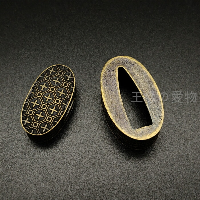 鉄製 鍔 花模様 金装飾 T-022-MIR3_1_c24555c5-e952-
