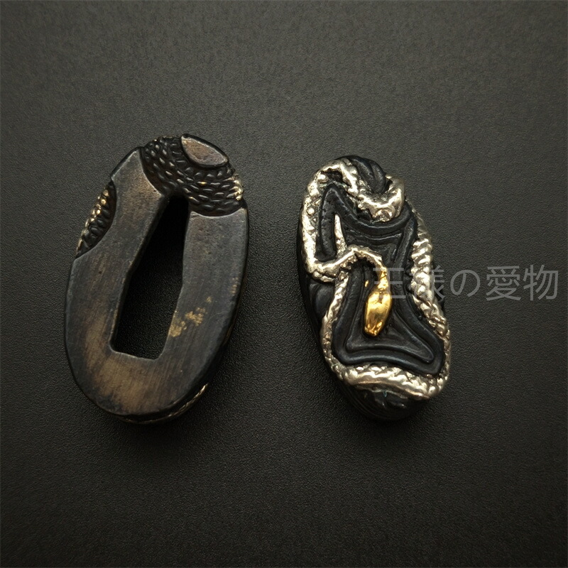楽天市場】銅製刀装具 短刀拵 柄鞘一式 王蛇の図 絵金銀 金工品
