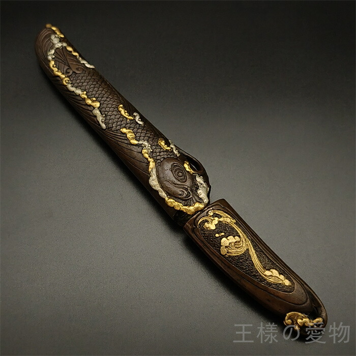 楽天市場】銅製刀装具 短刀拵 柄鞘一式 竹蛇の図 絵金銀 金工品 細工
