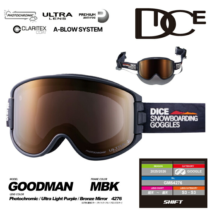 楽天市場】特典付き 25-26 DICE ダイス ゴーグル BLACKOUT GOODMAN