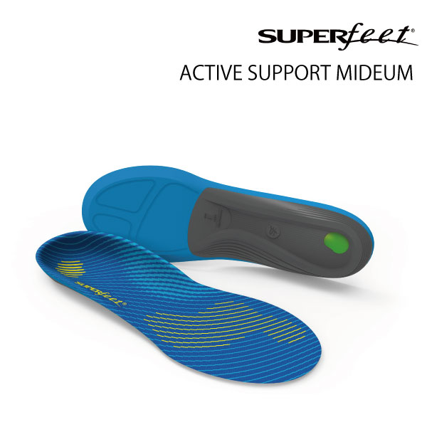 スーパーフィート インソール SUPERFEET ACTIVE Support Medium Arch Blue ブルー スポーツ ウォーキング スキー スノーボード ランニング ゴルフ 野球 テニス バスケ 登山 ハイキング 中敷 衝撃吸収 アーチサポート 日本正規品