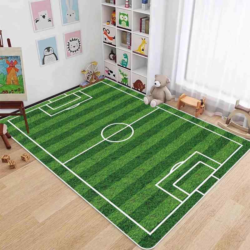 プレイマット キッズ 子供用 室内サッカーコート柄 大判 ヨガマット トレーニング ポリエステル 厚手 滑り止め 防音 吸水 洗える リビング 寝室 軽量 持ち運び 簡単 快適 室内用