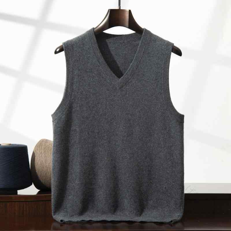 メンズ ニット ベスト Vネック 山羊 カシミヤ プルオーバー ジレ ノースリーブ セーター 無地 ゆったり 保温性 ソフト な 肌触り 高品質 秋冬 ビジネス カジュアル 通勤 おしゃれ 着心地 抜群 秋冬用