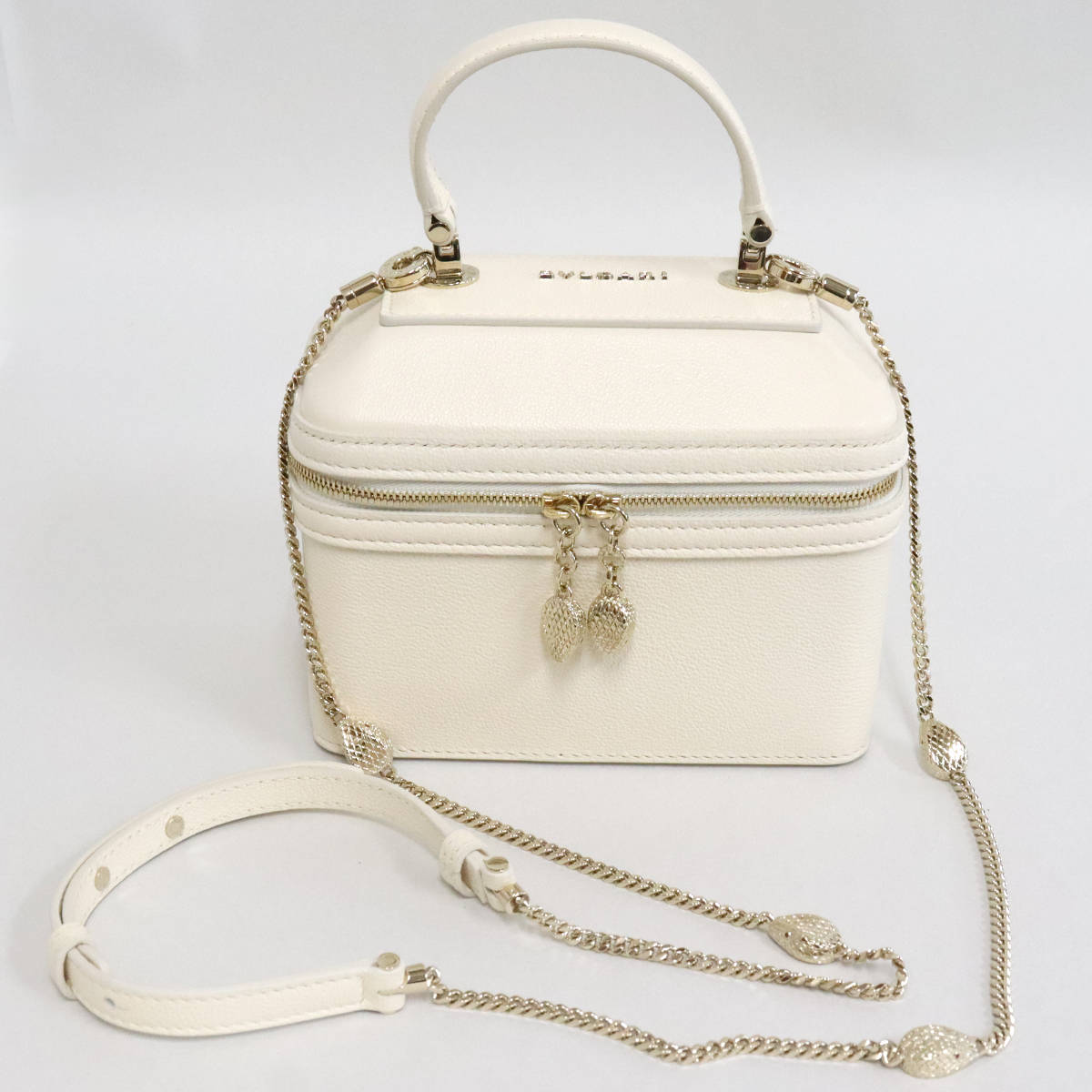 【中古】ブル小峡谷 セルペンティ 2wayバニティバッグ 象牙色(291661)ハンドバック ショルダーバッグ