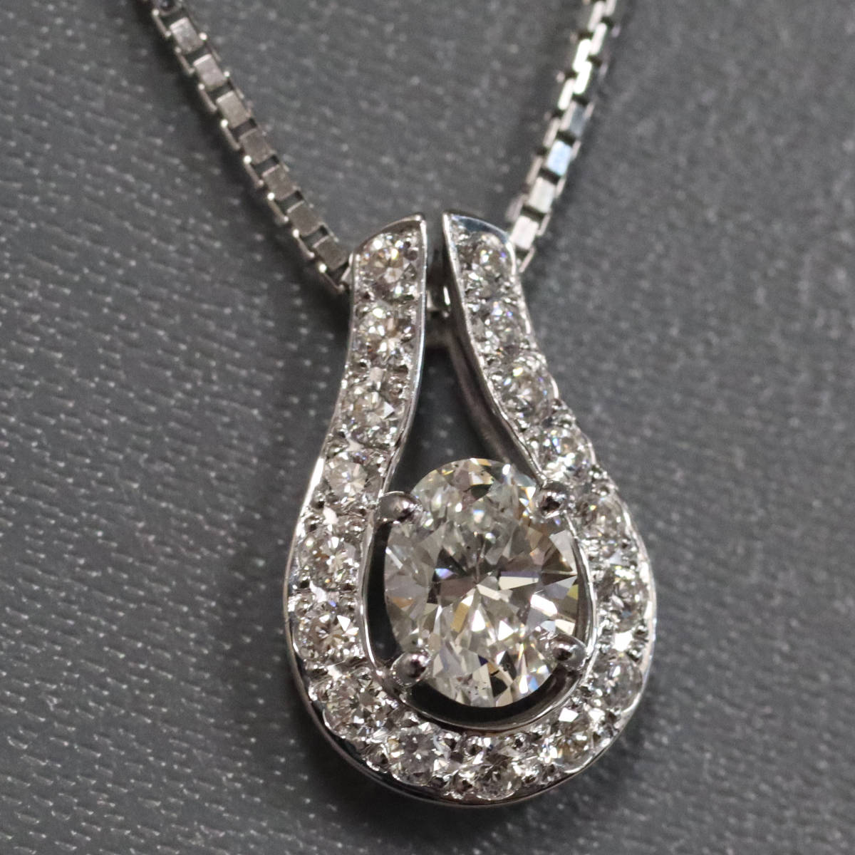 【中古】Pt900/850ダイヤモンドペンダント D0.587 D0.26 8.5g AJ付45cm プラチナ
