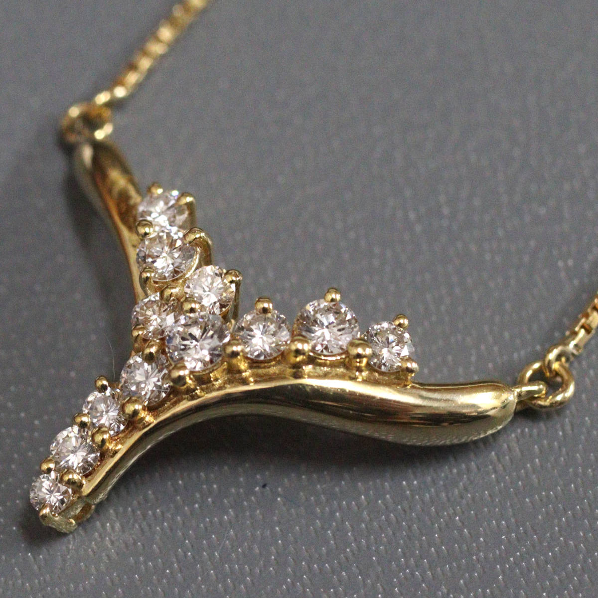 【中古】K18 ダイヤモンド ネックレス D0.52 5.5g 40cm イエローゴールド Y字|鴫原質店 店