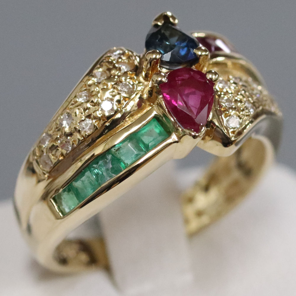 楽天市場】【中古】K18マルチカラーストーンリング 1.38 9.6g #11  