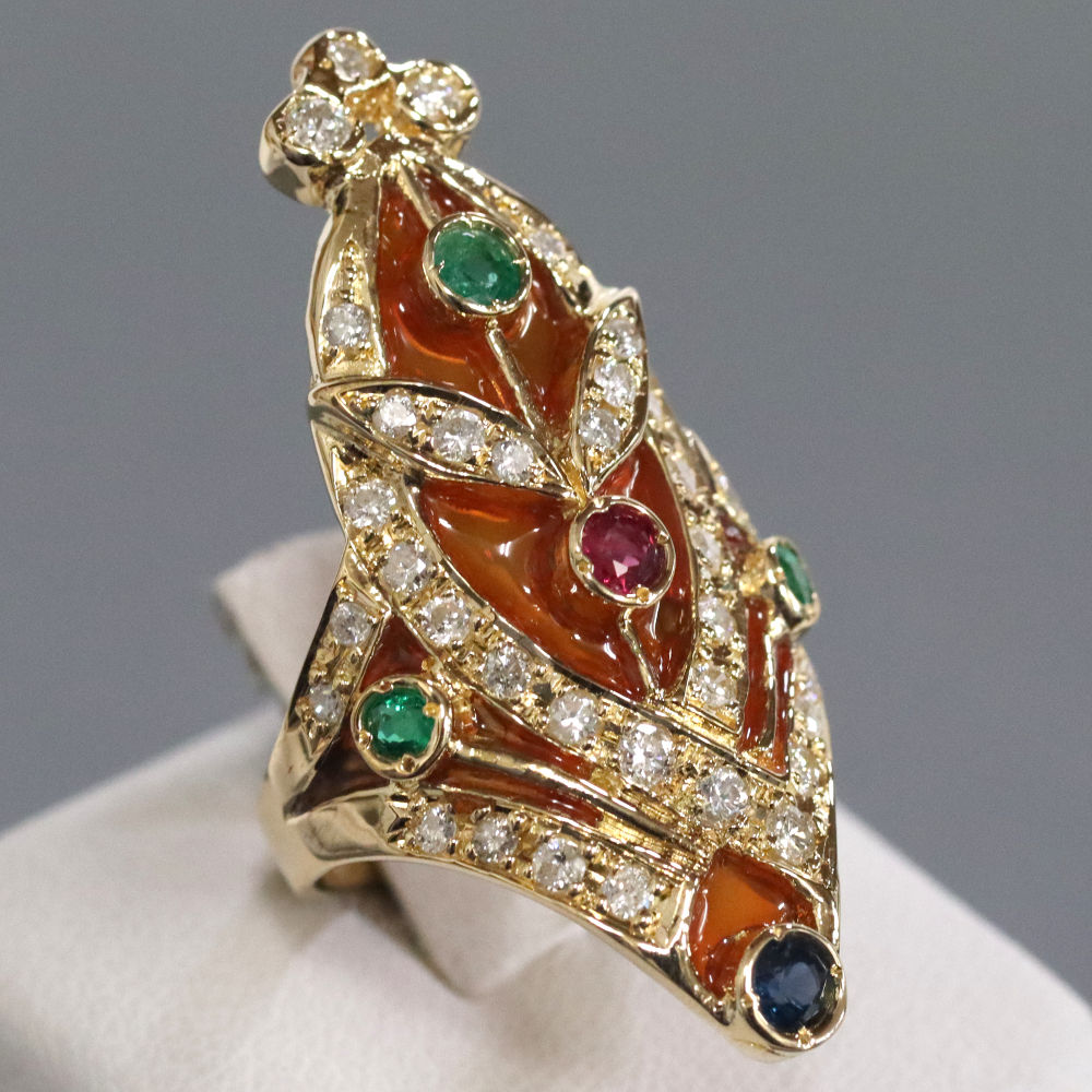 楽天市場】【中古】K18マルチカラーストーンリング 1.38 9.6g #11  