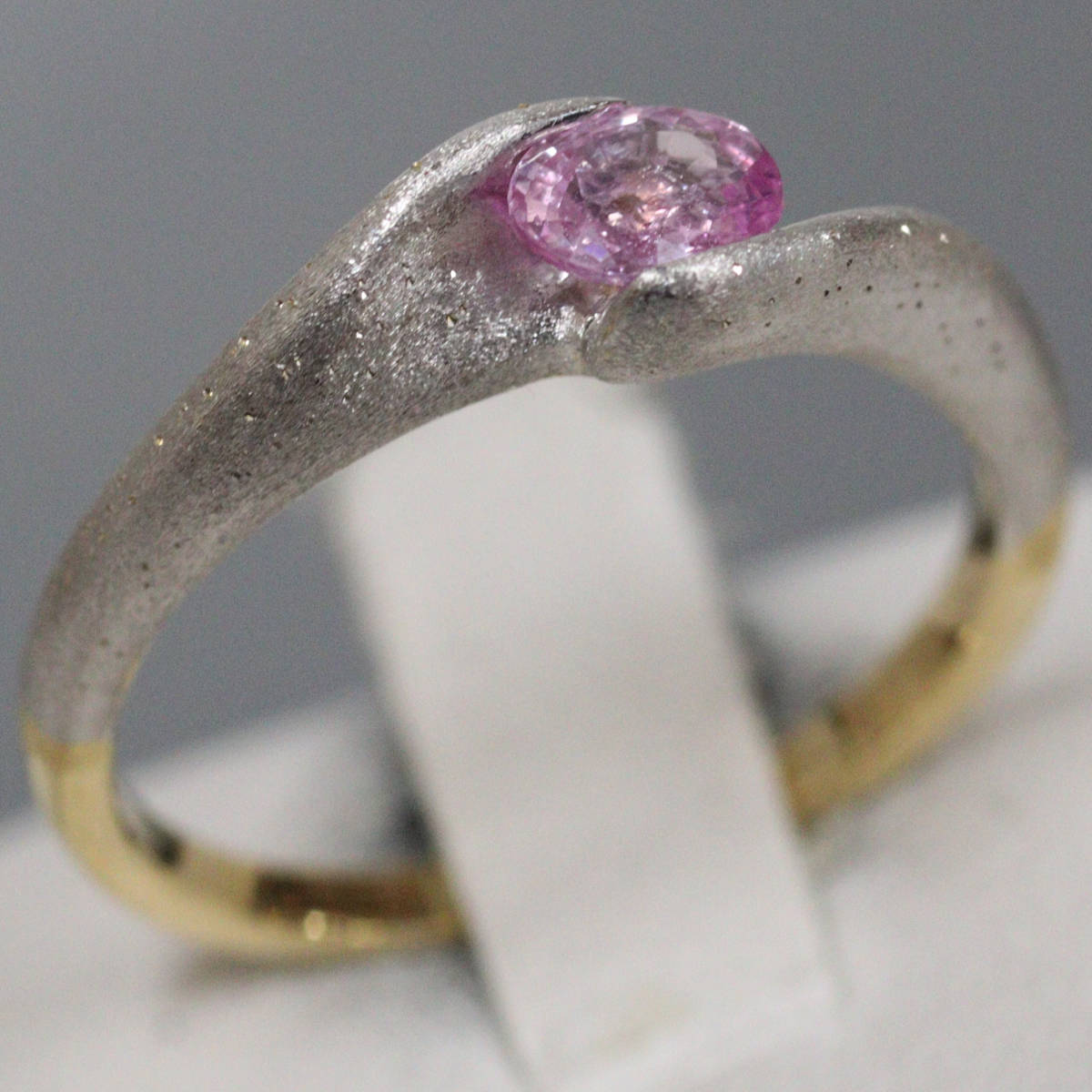 【中古】清野圭 K18WG/YGピンクサファイアリング PS0.30 2.9g #9 証明書 ホワイトゴールド イエローゴールド 9号