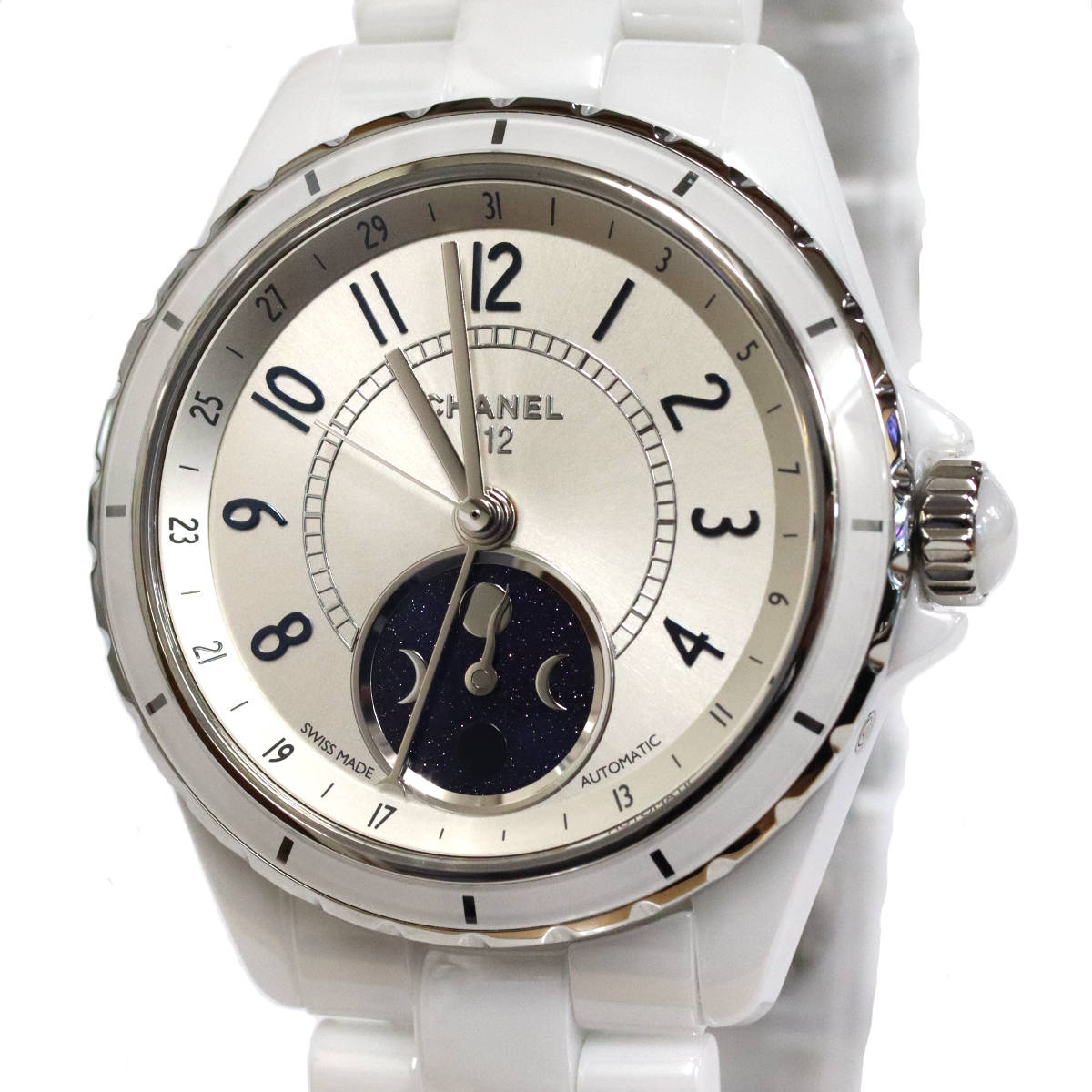 【中古】シャネル J12 ファーズ ドゥ リュヌ(H3404)38mm ムーンフェイズ ホワイトセラミック