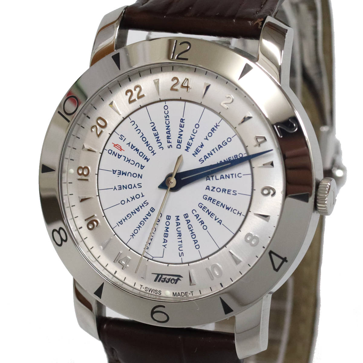 【中古】ティソ ヘリテージ ワールドタイマー 創業160周年記念モデル(T078.641.16.037.00A)24都市表示 ホワイト文字盤 AT