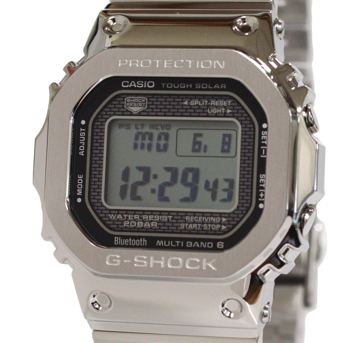 【中古】カシオ G-SHOCK 盛りだくさん金属元素 5000続きもの(GMW-B5000D-1JF)手ごわいソーラー デジタル しろがね色