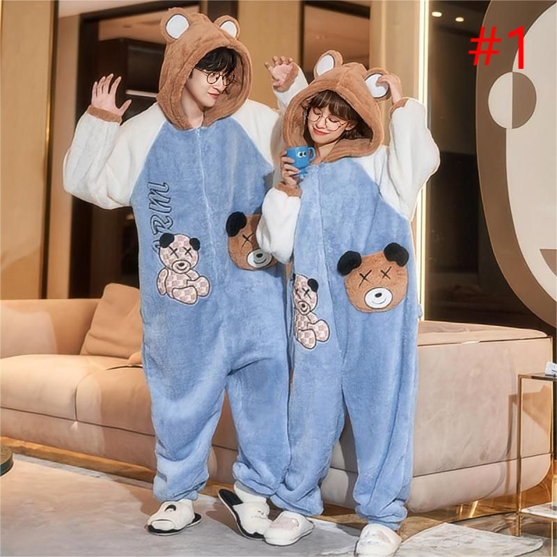 パジャマ カップル レディース 着ぐるみ オールインワン ルームウェア メンズ コスチューム カバーオール ハロウィン もこもこ 可愛い 厚手 男女兼用 厚手 冬