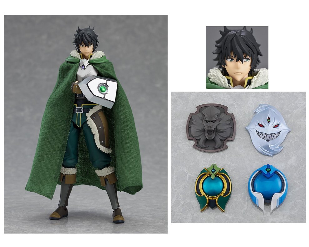 盾の勇者の成り上がり figma 岩谷尚文 「不機嫌顔（目線左）」パーツ付き figmaPLUS 岩谷尚文 盾セット2種セット画像