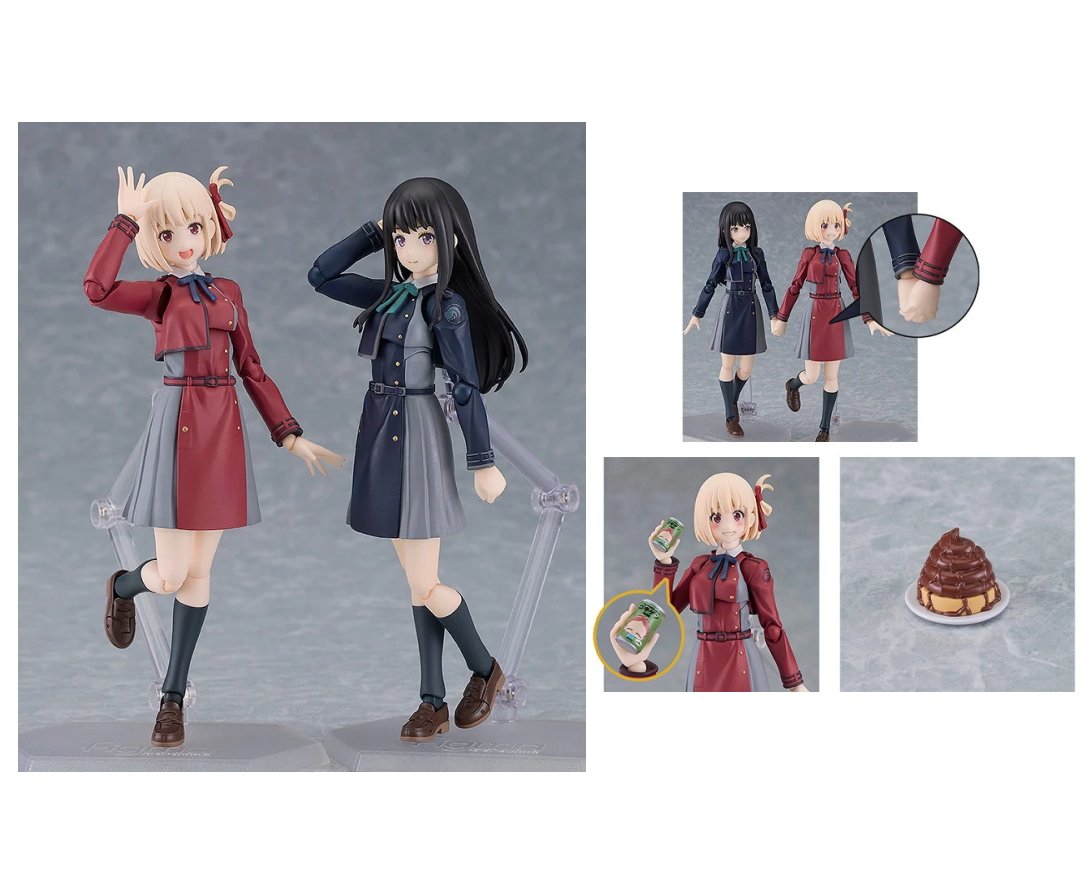 figma リコリス・リコイル 錦木千束＆井ノ上たきなセット 「手つなぎパーツ」「ゴキゲン」「ホットチョコパフェ」付き｜四季の宝箱