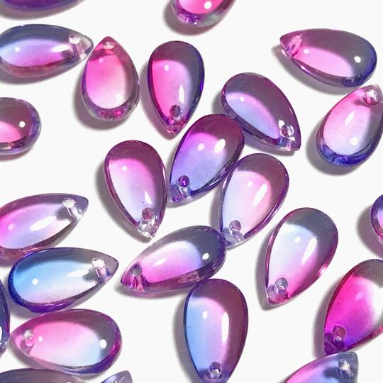 楽天市場】（4個セット）しずくのガラスチャーム 金粉 ブルー