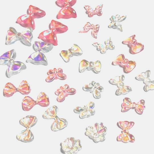 楽天市場 10個セット 蝶とリボンのデコパーツ オーロラ ピンク パステル 蝶々 チョウ りぼん アクリル パーツ 貼り付け ハンドメイド 色彩キューブ