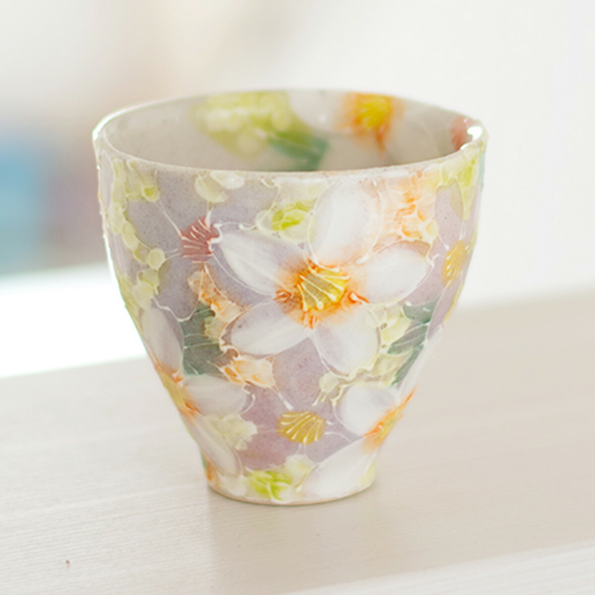 楽天市場】工房ゆずりは 湯呑 紅彩京花 陶器 湯呑プレゼント