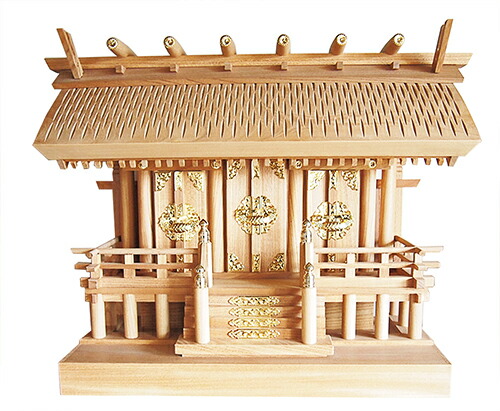神棚 欅 ケヤキ 彫大屋根三社 金具 御膳上等神棚 日本製 06（神棚 小大いさ: 横幅60×高46×奥24糎，神棚のみ）