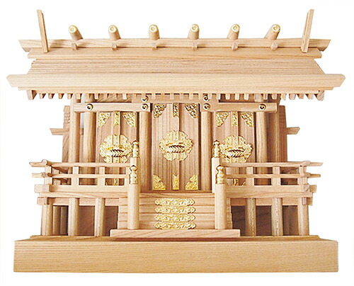 神棚 欅 ケヤキ 板大屋根三社 金具  御膳上等神棚 日本製 7-kanagu（神棚 中大いさ: 横幅65×高52×奥30糎，神棚のみ）