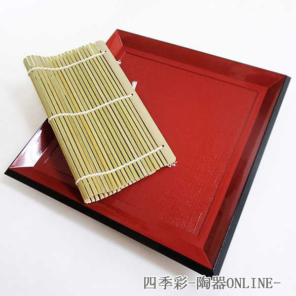 楽天市場】ざるそば 器 竹すのこ セット 23cm 朱渕黒 布目そば皿 ざる