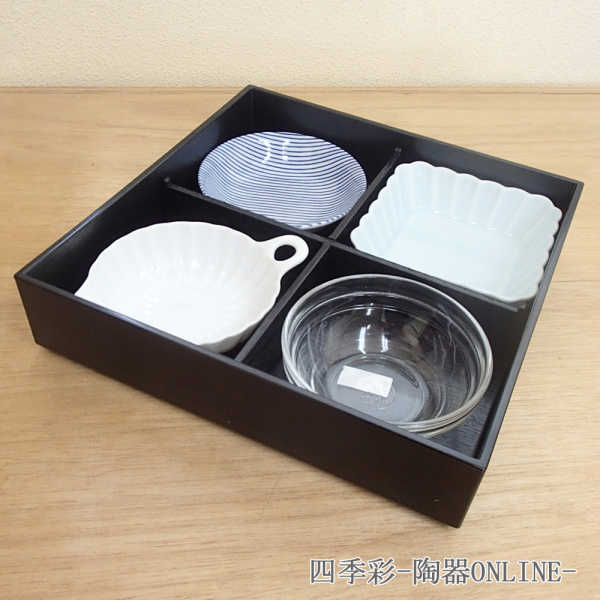 楽天市場】松花堂弁当箱 6マス仕切り 小鉢付き ABS樹脂黒塗り 高級感