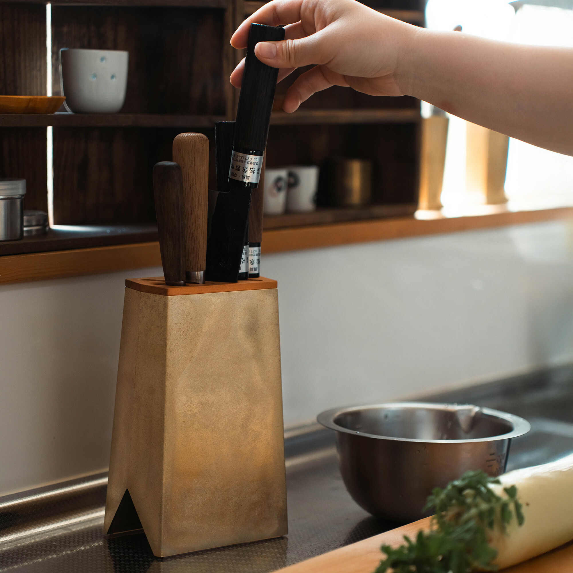 楽天市場】FUTAGAMI 包丁立て 真鍮 真鍮鋳肌 包丁スタンド フタガミ 二