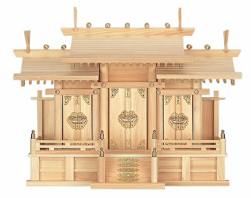 大屋根食い違い三社・中B ひのき神棚 神具 (H25)