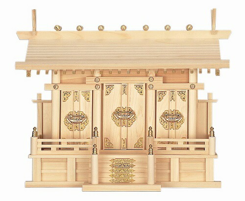 通し大屋根三社・中 ひのき神棚 神具 (H36)