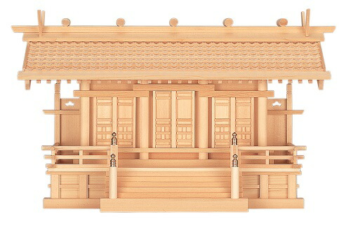 白山瓦大屋根通し三社・中 木曽ひのき神棚 神具 (H55A)