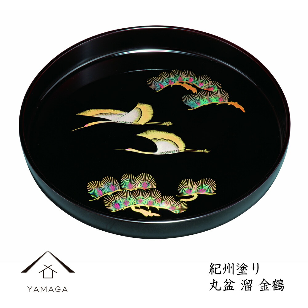 楽天市場】【クーポン配布中】祝雅鶴 紫雲杢 丸盆 30cm 金蒔絵 漆器