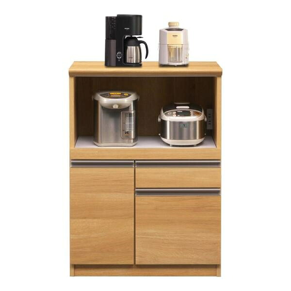 キッチンカウンター レンジ台 間仕切り 背面化粧 食器棚 日本製 ハイカウンター マテリアll 70B オープン オーク (配送員設置)