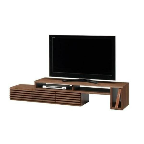 テレビ台 ローボード おしゃれ 収納 木目 モダン 伸縮 TVボード TV台 幅153cm 伸縮ローボード キューブ153TV WN ウォールナット (配送員設置)｜島忠・ホームズ店