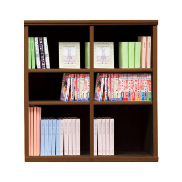 本棚 おしゃれ 収納 棚 ラック コミックラック 家具 書籍 漫画 書棚 オープン SOK72 幅90&times;高さ80 ブラウン (玄関先お渡し商品)｜島忠・ホームズ店