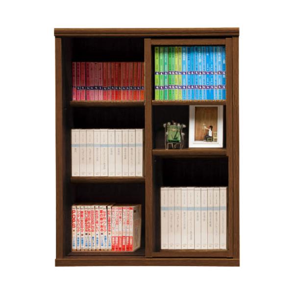 本棚 おしゃれ 収納 棚 ラック コミックラック 家具 書籍 漫画 書棚 スライド SOK72 幅60×高さ80 ブラウン (玄関先お渡し商品) 26,520円