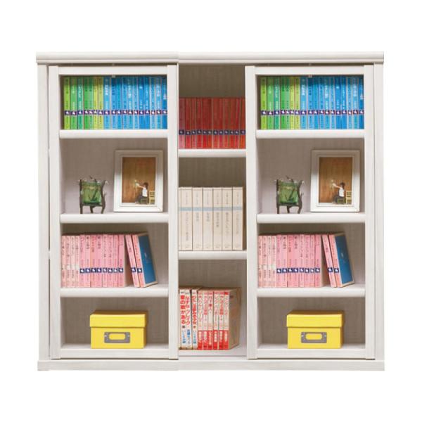 本棚 おしゃれ 収納 棚 ラック コミックラック 家具 書籍 漫画 書棚 スライド SOK72 幅90×高さ100 ホワイト (配送員設置)