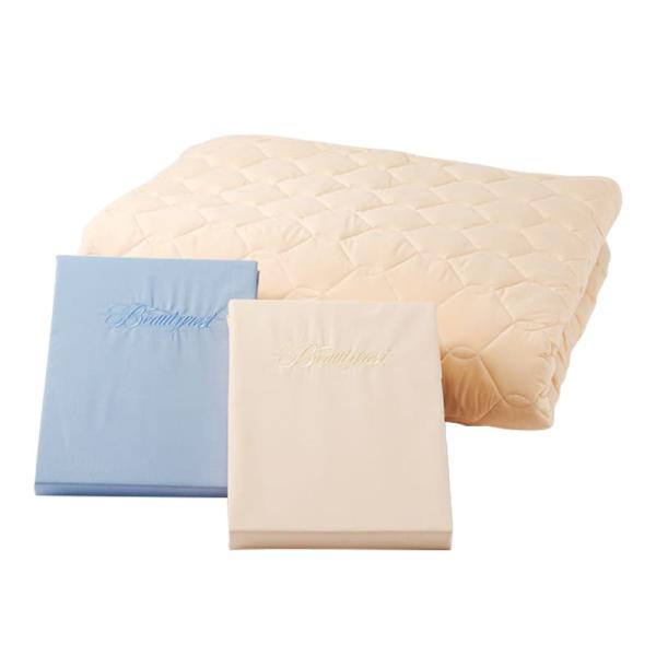 シモンズ【寝装品3点仕掛ける】統治女王160 第一義的３５ｃｍ厚 ＬＡ１００１ 青み／象牙色 (部屋の入り口先お乗り合い船商いもの)