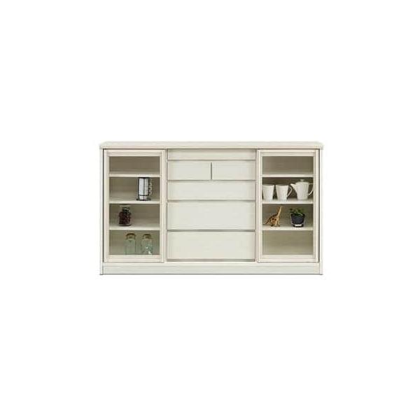 サイドボード　サニーＩＩ　１５０　ガラス戸　Ｄ＝４０　ＷＨ (配送員設置)