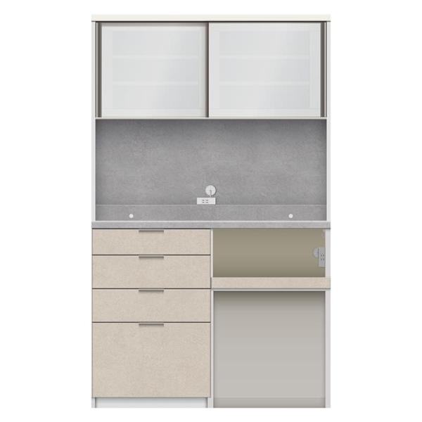 食器棚 キッチンボード 幅120cm 奥行50cm 日本製 キッチン収納 大容量 オープン仕様 RU-1202R ラスターベージュ (配送員設置)｜島忠・ホームズ店