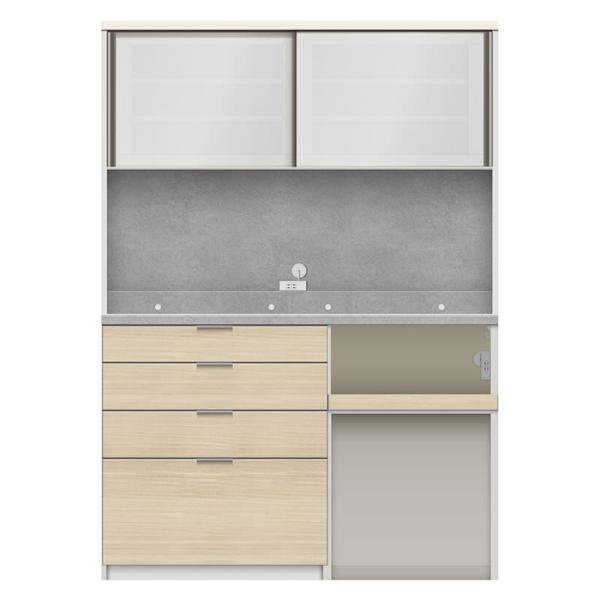 食器棚 キッチンボード 幅140cm 奥行50cm 日本製 キッチン収納 大容量 オープン仕様 RU-1402R シルキーナット (配送員設置)